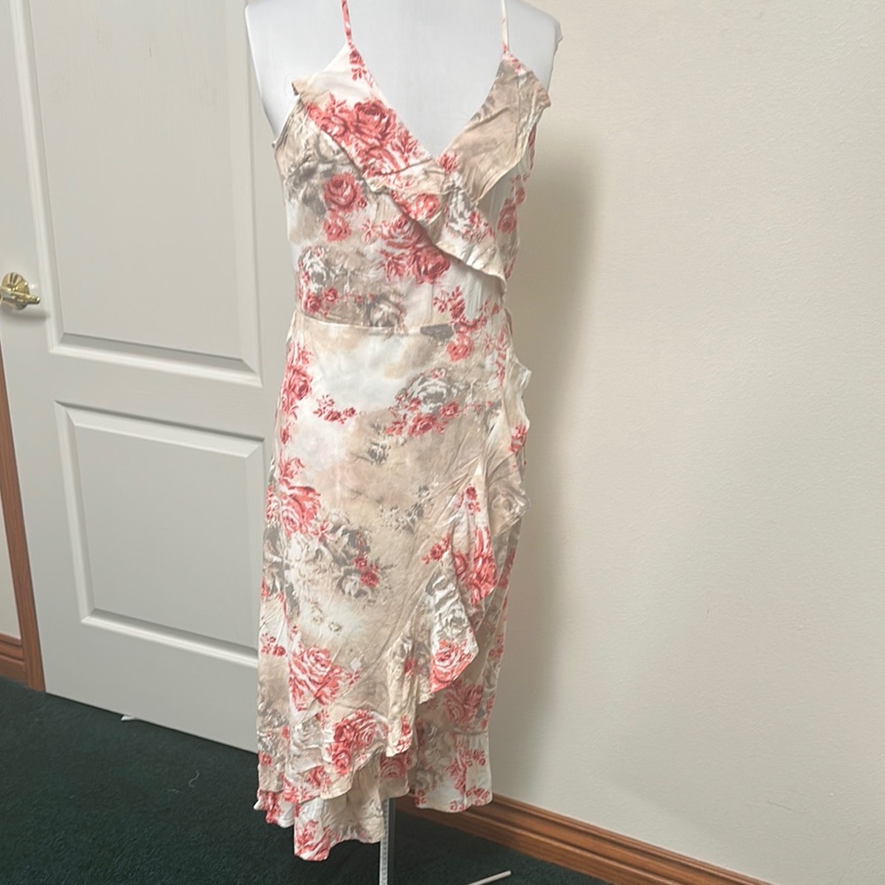 Love Fire Pink and Orange Asymmetrical Ruffle Sundress